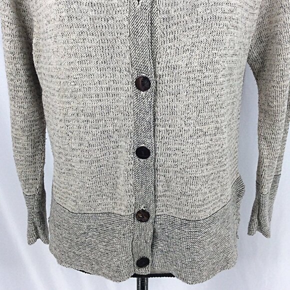 United Knitwear Co Cardigan Sweater Womens Size Small Beige Cotton Linen Blend - Picture 6 of 9